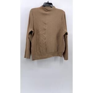 CABLE & GAUGE Women's Tan Ribbed Mock-Neck Long Sleeve Sweater SZ 1X